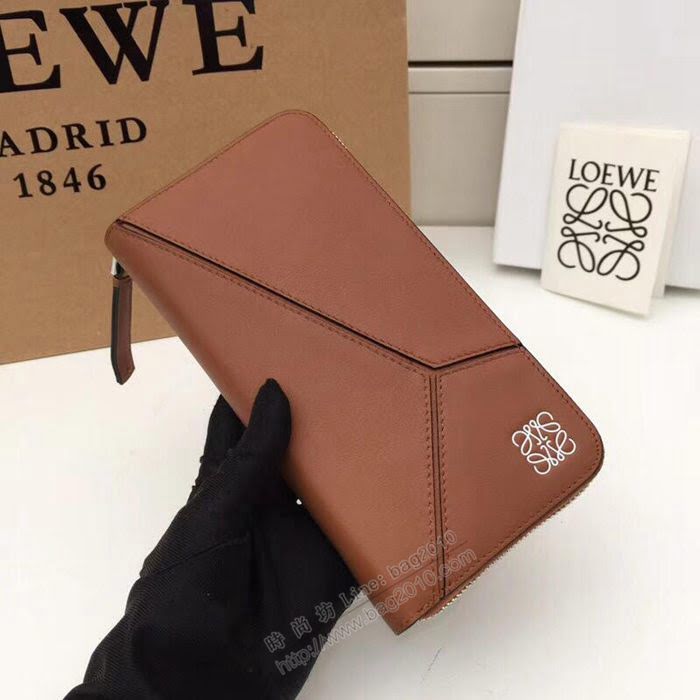 LOEWE錢包 122N89 頭層皮幾何錢包 羅意威原單長錢包  sl2054